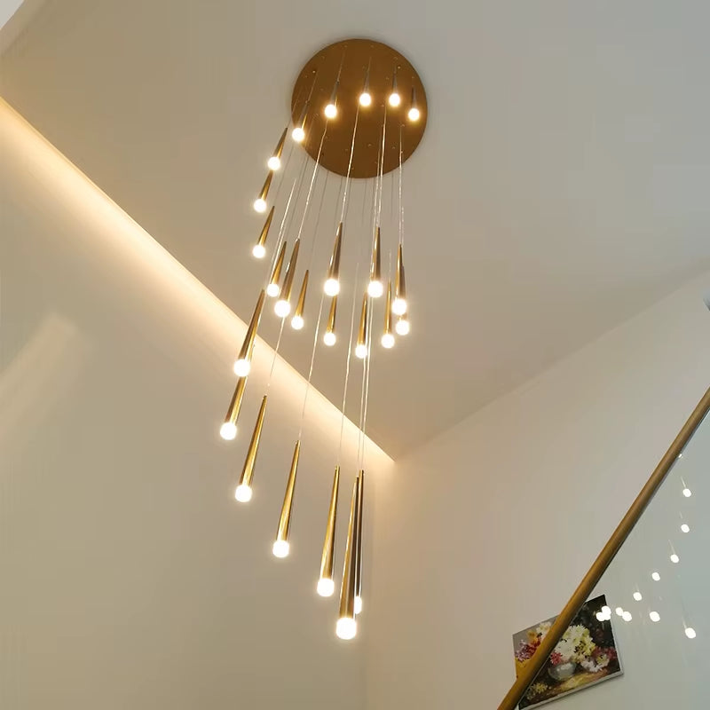 Stair Chandelier Simple Modern Atmosphere Duplex Apartment Building the Bedroom the Nordic Restaurant Loft Rotati Long Droplight