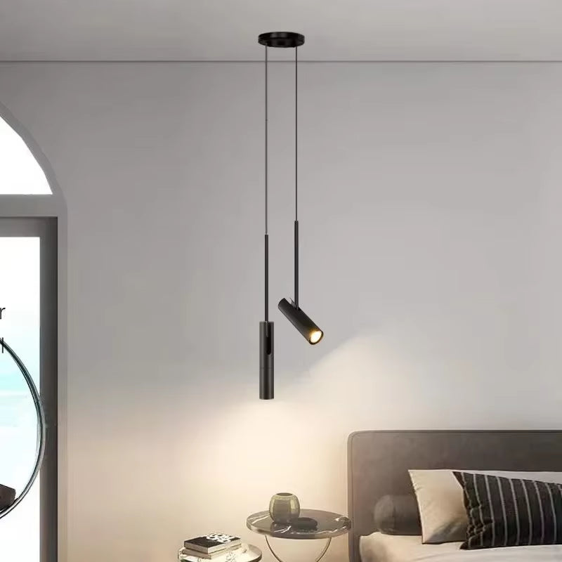 Nordic Black LED Chandelier Pendant Lights Bedroom Bedside Lighting Decor Dining Fixture Hanging Lamp Adjustable Angle Lustres