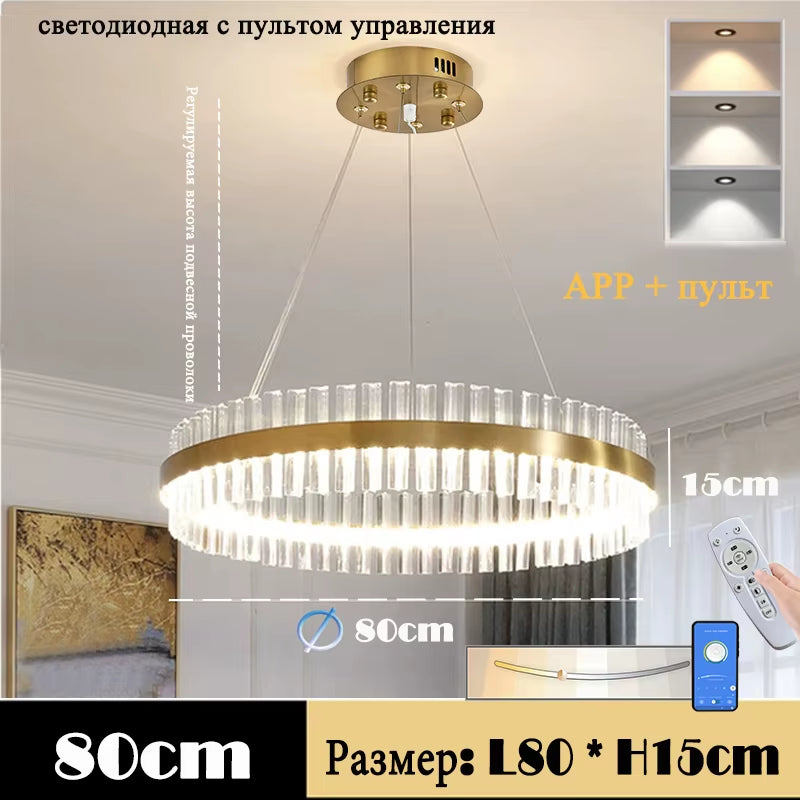 Modern Crystal Chandelier Living Room Ceiling Chandeliers Villa Loft Golden Lustre Lighting Home Decor Hanging Ceiling Lights