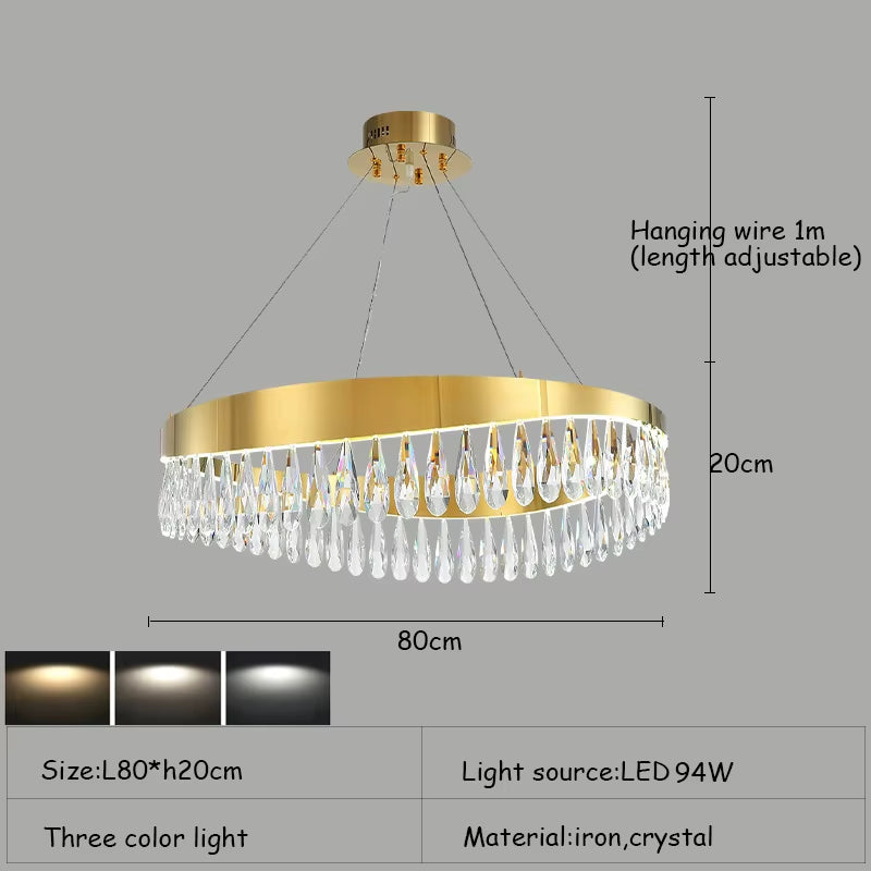 Modern Crystal Chandelier Living Room Ceiling Chandeliers Villa Loft Golden Lustre Lighting Home Decor Hanging Ceiling Lights