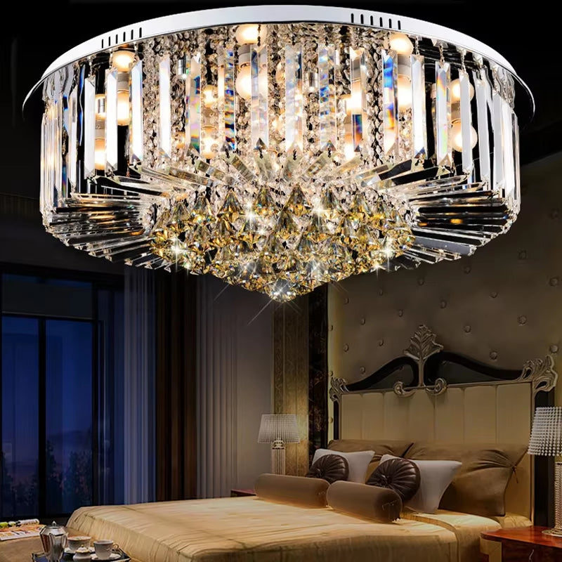 Round Desgin Led Ceiling Light E14 Crystal Ceiling Light Lustres De Cristal Abajur Lamparas De Techo for Bedroom Livingroom